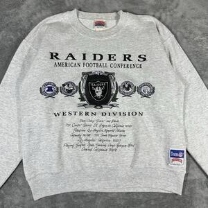 VINTAGE 90s Los Angeles Raiders Sweatshirt Men's L Crew Made In USA Nutmeg Mills